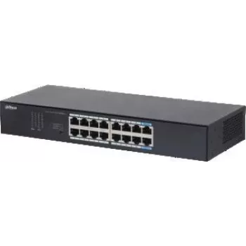 Dahua Technology S3016-16GT tīkla slēdzis, nepārvaldāms, L2, Gigabit Ethernet (10/100/1000), 16 porti, galddatora/sienas montāža, melns
