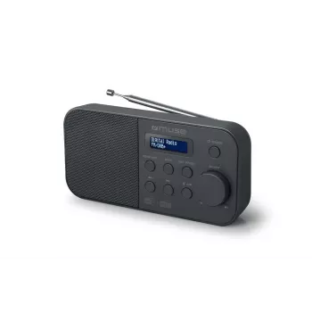 Portatīvais radio muse M-109 DB — DAB+ / FM (87.5–108 MHz), PLL uztvērējs, LCD, akumulators/tīkls, melns