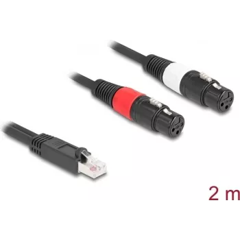 DeLOCK 88176 audio kabelis 2 m RJ-45 – 2 x XLR 3-pin Melns