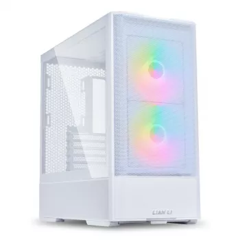 MidiTower korpuss Lian Li LANCOOL 207 — balts, caurspīdīgs panelis, atbalsta ATX/MicroATX/MiniITX, bez barošanas bloka