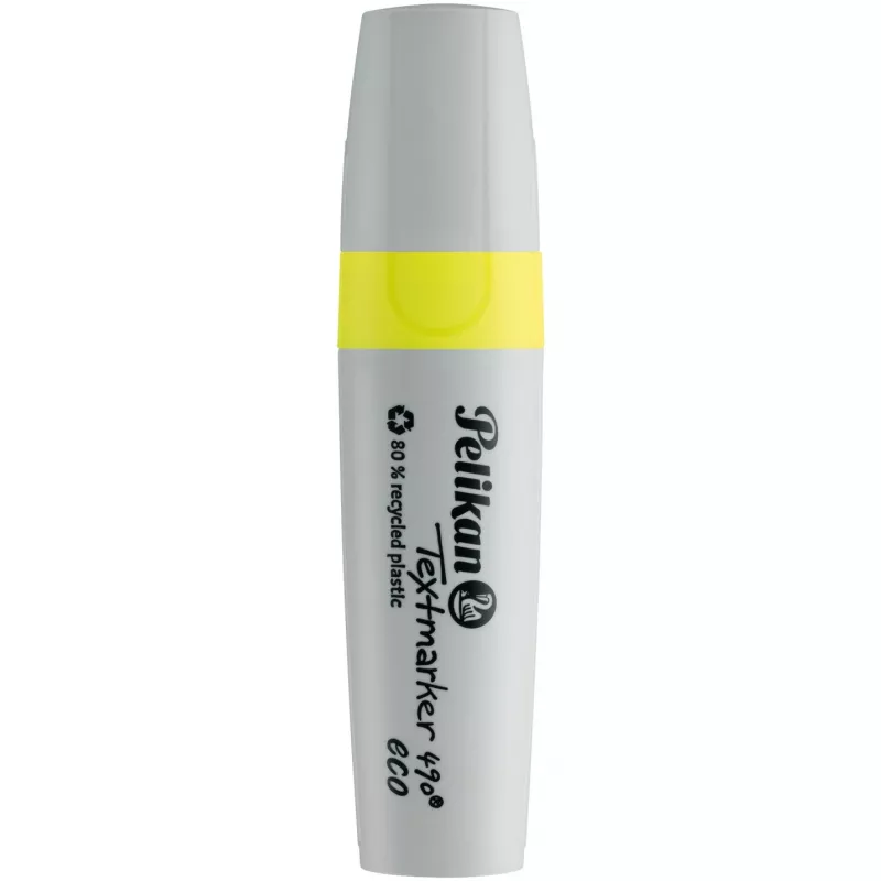 Marķieris Pelikan Textmarker 490 eco dzeltenā krāsā ar kaltveida galu