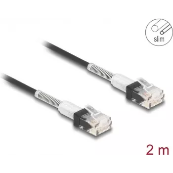 Tīkla kabelis DeLOCK RJ45 Cat.6A UTP Slim 2m Melns