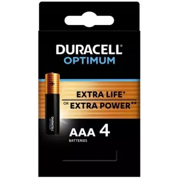 Duracell OPTIMUM AAA sārma baterijas, 4 gab. iepakojums – ilgstoša jauda mazām ierīcēm