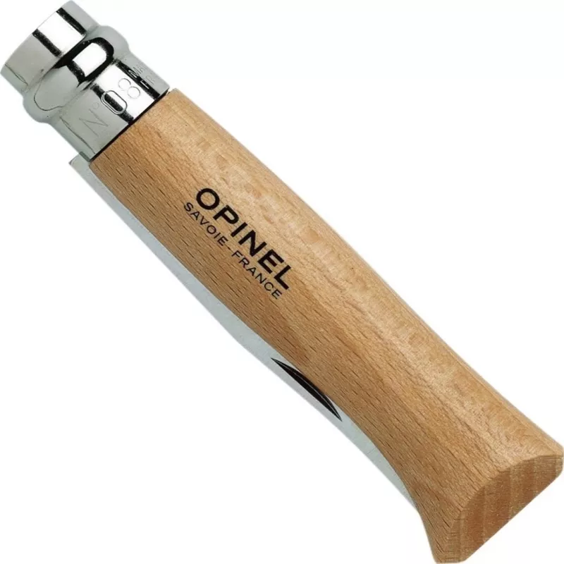 Saliekamais kabatas nazis Opinel No. 08 ar olīvkoka rokturi, nerūsējošā tērauda asmens, modelis 002020