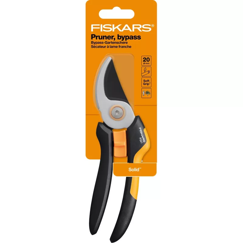 Fiskars Solid M P321 atzarošanas šķēres Bypass Melna, Oranža