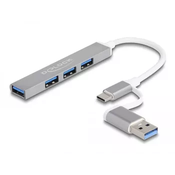 Delock 64214 4 portu USB centrmezgls Sudraba