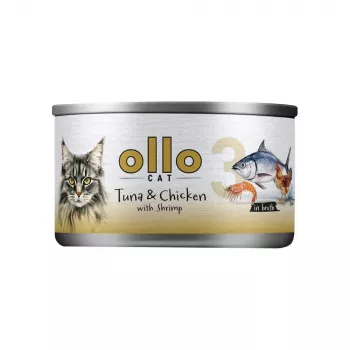 Ollo Tuna & Chicken ar Garnelēm Buljonā Nr 3 70g