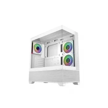 Cooler Master Elite 690 WOOD White korpuss, 270° pilna skata rūdīts stikls, bezšuvju slīpums