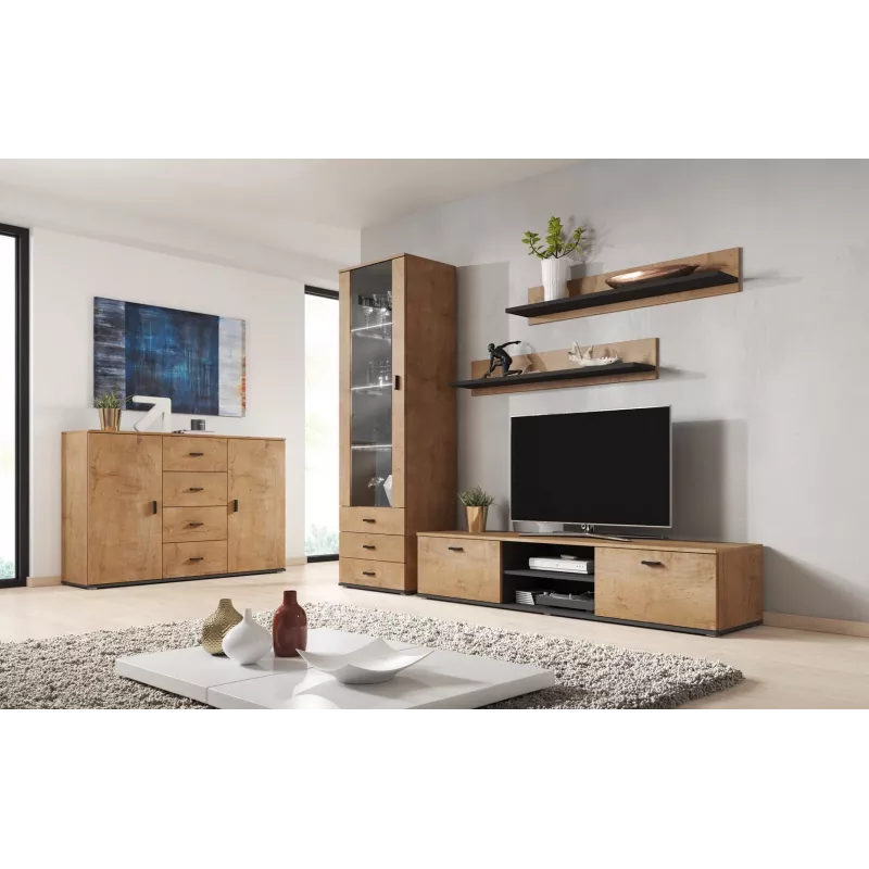 Cama living room sideboard UNI lefkas oak/Melns