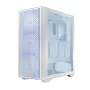 Korpus LOGIC Dart Pro Midi ARGB balts — Midi Tower, ATX, 456×200×385 mm, max GPU 34 cm, CPU dzesētāja augstums 155 mm, 3x120mm priekšā + 1x120mm aizmugurē, USB 3.0 x2, USB-C x1