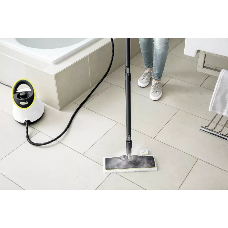 Kärcher SC 2 Deluxe EasyFix 1.513-400.0 cilindra tipa tvaika tīrītājs, 1500 W, 1 l, 3,2 bar, regulējams tvaiks, 4 m vads, balts/melns
