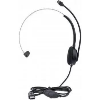 Manhattan Mono On-Ear Headset (USB) ar mikrofonu, regulējama galvas saite, skaļuma regulēšana uz vada, 1.5m kabelis, 3 gadu garantija