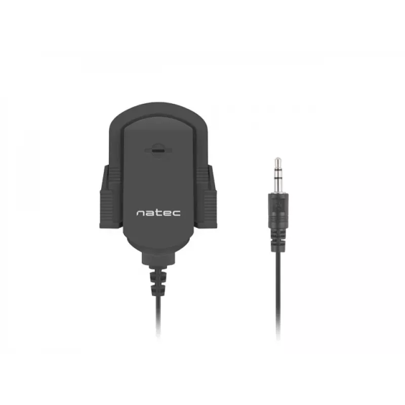 Saspraužamais mikrofons NATEC NMI-1352, vads 3.5 mm, jutība -58 dB, 50–16000 Hz, 1.8 m kabelis, 20 g