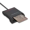 ID kartes skeneris QOLTEC Smart chip ID card scanner — USB, melns, 84.5×65×16 mm, 63 g