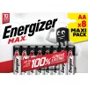 Energizer Alkaline Max AA LR6 baterijas, 8 gab., eko iepakojums