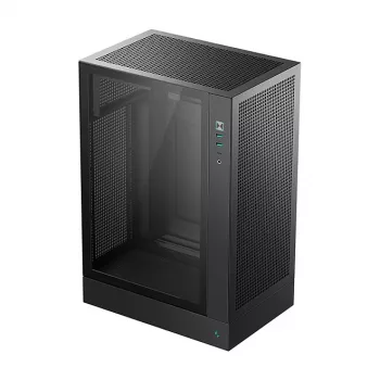 PC korpuss DeepCool CH170 PLUS Tower Black — micro-ATX/mini-ITX, rūdīts stikls, USB-C, barošanas bloks augšpusē