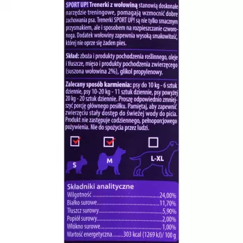 Suņu apmācības kārumi MACED Sport Up! Beef 300 g — liellopu gaļas garšas apmācības gardumi pieaugušiem suņiem