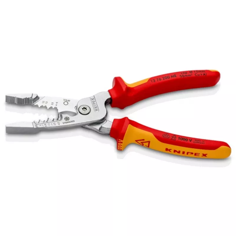 Kabeļu noņēmējs Knipex 13 76 200 ME 6 mm noņemšanas jauda Sarkans Nerūsējošais tērauds Dzeltens