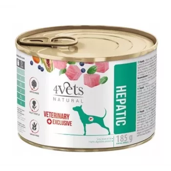 Slapjā suņu barība 4vets Natural Hepatic 185 g — tītars, senioriem, atbalsta aknu darbību