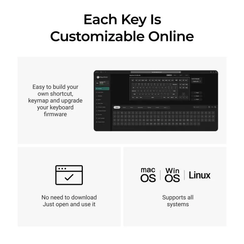 Mehāniskā tastatūra Keychron V3 Ultra 8K — vads & Bluetooth, QWERTY izkārtojums, RGB LED, melna