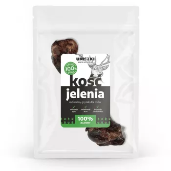 Suņu kārums UNISZKI Deer Bone Medium — dabīgs viens kociņš vidējiem suņiem 10–25 kg, bez graudiem, bez lipekļa, bez konservantiem, paciņā