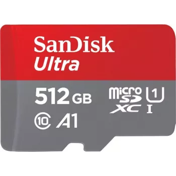 SanDisk microSDHC Ultra 512GB (UHS-1/Cl.10/100MB/s) + Adapter, planšetdatoram (00215485)