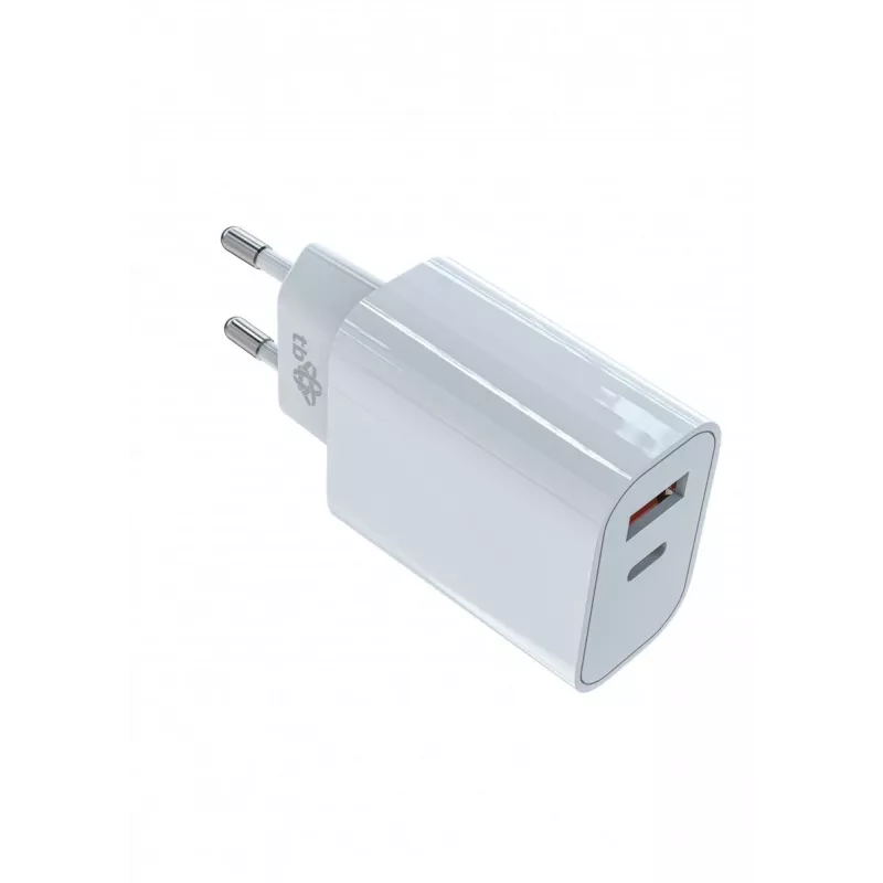 Universāls lādētājs 2x3A USB-C + USB-A Power Delivery balts