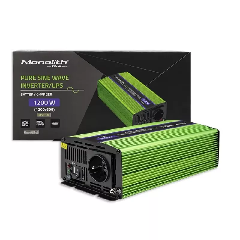 Auto invertors Qoltec Monolith 1200 W Zaļš 12 V