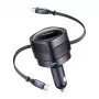 Auto lādētājs Baseus Enjoyment Max 60W ar USB-C un Lightning kabeļiem, divu portu ātrā uzlāde