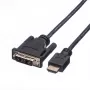 ROLINE Adaptera kabelis HDMI uz DVI-D (Single Link) - 1,5m - Melns (11.04.5516)
