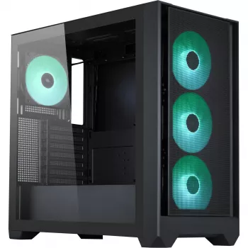 Korpuss Silentware Flow 110 A-RGB Melns — mid-tower, rūdīta stikla sānu panelis