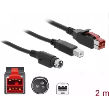 DeLOCK 85488 PoweredUSB kabelis USB 2.0, 2m, melns