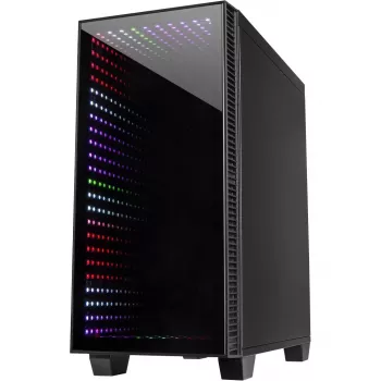 Korpuss INTER-TECH X-608 INFINITY MICRO, microATX, RGB, priekšējais un sānu rūdītais stikls, bez barošanas bloka