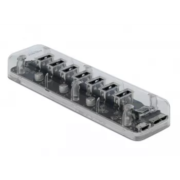 USB Hubs DeLOCK 64088 Caurspīdīgs USB 3.2 Gen 1 Micro-B