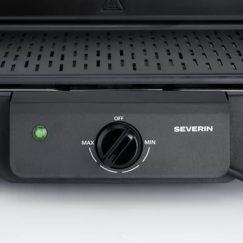 Galda elektriskais grils SEVERIN PG 8596, 2000 W, taisnstūra režģis, melns, rotācijas regulators