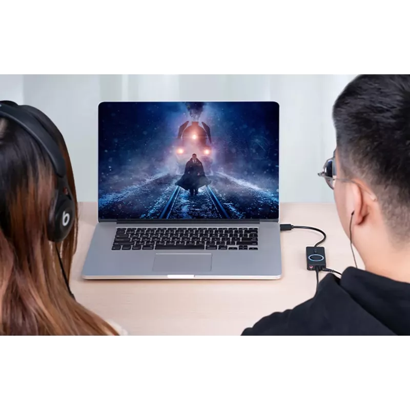 Ārējā USB 2.0 audio karte Vention CDRBF — 16 bitu, 44.1–48 kHz, barošana no USB, 1 m kabelis, line-in/line-out