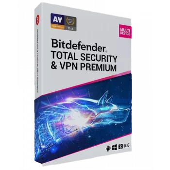 Bitdefender Total Security + Premium VPN | 3 datori | 1 gads | tikai ES