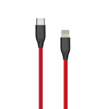 Silicone kabelis USB Type C - Lightning, 1m (sarkans)