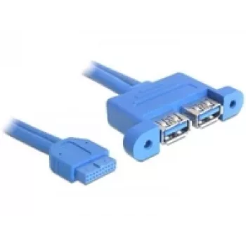 USB kabelis DeLOCK 82941 USB 3.2 Gen 1 0,45 m 2 x USB A Zils
