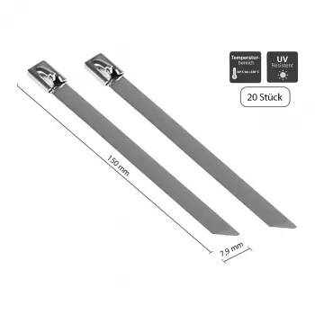 Good Connections Nerūsējošā tērauda kabeļu saite 150mmx7,9mm 20 gab.