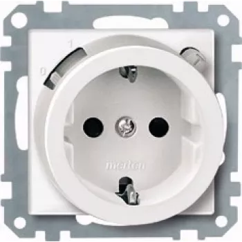 Merten System M 233819 RCD SCHUKO drošības kontaktligzdas ieliktnis, polārbalts, spīdīgs