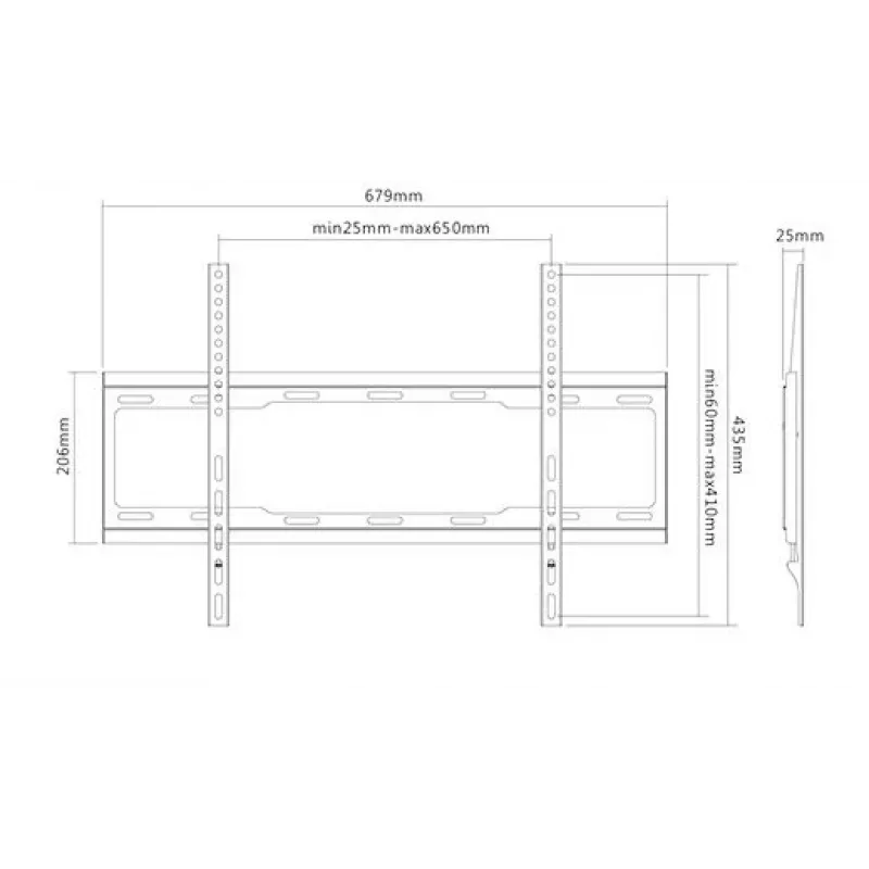 TV sienas stiprinājums Sunne 37-70-EF 37 inch–70 inch, max 40 kg, VESA 200x200–600x400, melns