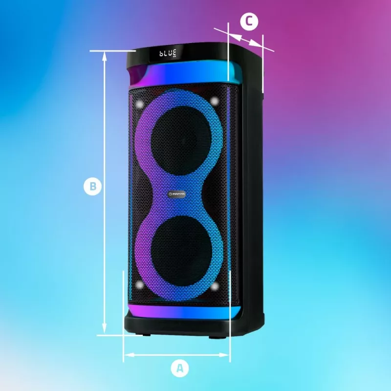 Portatīvais skaļrunis MANTA SPK0601B100, 100 W, Bluetooth, karaoke, bezvadu mikrofons, akumulators, ekvalaizers, disko apgaismojums