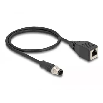 DeLOCK M12 adaptera kabelis D-kodēts 4-pin vīrietis uz RJ45 sieviete 50 cm