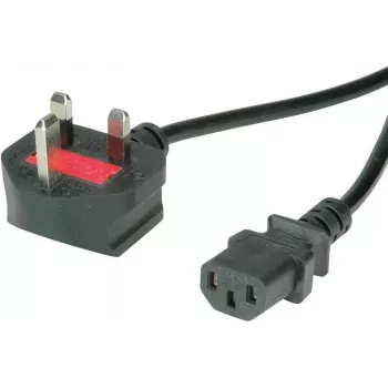 VALUE - Strāvas kabelis - BS 1363 (M) leņķveida uz IEC 60320 C13 taisnu - 250 V - 10 A - 3 m - Melns