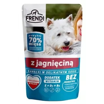 FRENDI Gabaliņi smalkā mērcē ar jēru - Mitrā suņu barība - 100 g