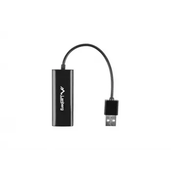 Tīkla interfeisa karte LANBERG NC-0100-01 USB 10 Gbit/s, karstā maiņa, kabelis 0,15 m, melna