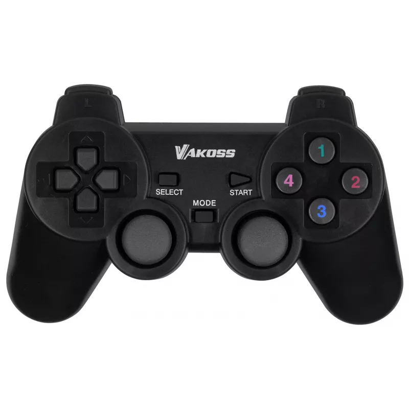 VAKOSS GP-4705BK bezvadu USB spēļu pults, PC/PS3, dual shock vibrācija, analogais/digitālais režīms, melna
