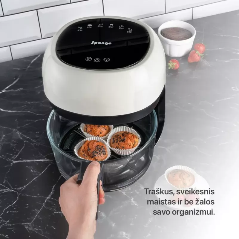 Fritētājs Sponge Air Fryer Stikla 4L Caurspīdīgs Dizains
