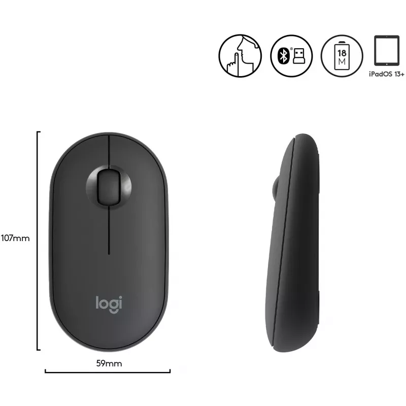 Pele optiskā bezvadu Logitech Pebble M350 Graphite 910-005718